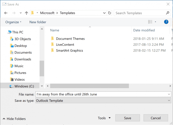 Setting up automated replies in Outlook