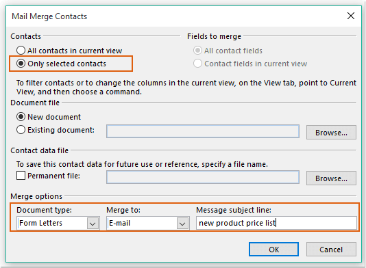 mail merge contacts 