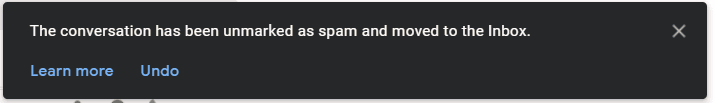 moved spam mail to the inbox