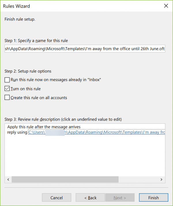 Setting up automated replies in Outlook