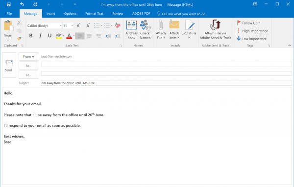 Setting up automated replies in Outlook