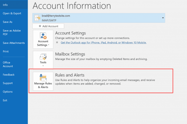 Setting up automated replies in Outlook