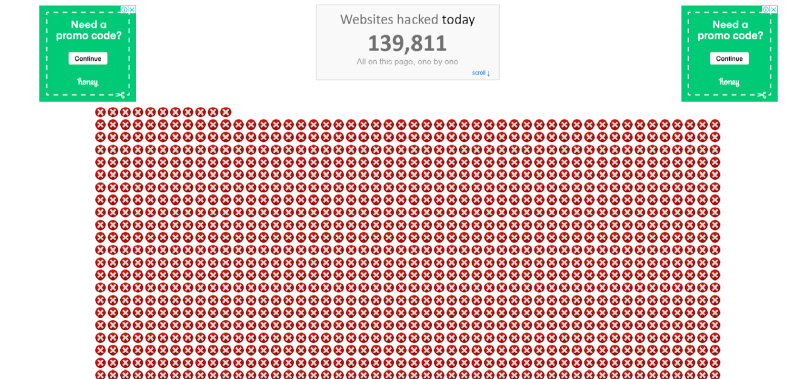 showing total number of website hacked today