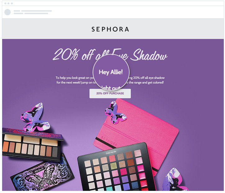 personalized email by sephora