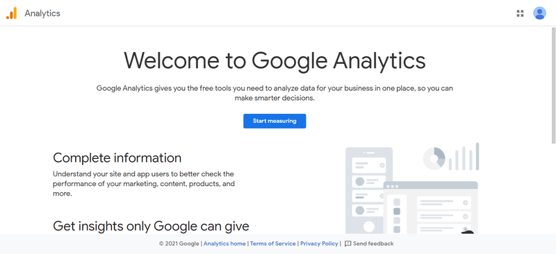 google analytics home