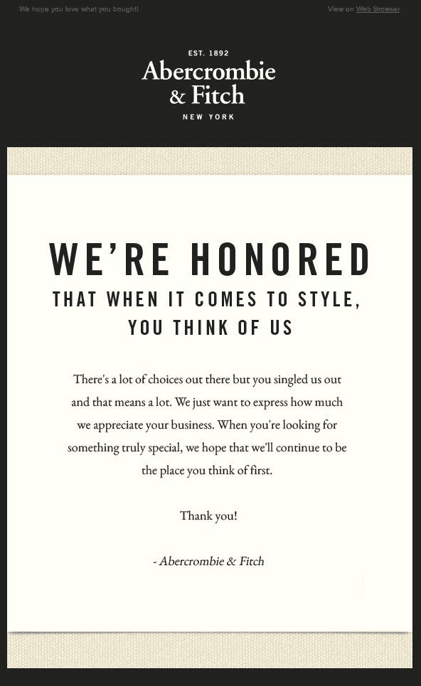 Thank you email abercrombie and fitch