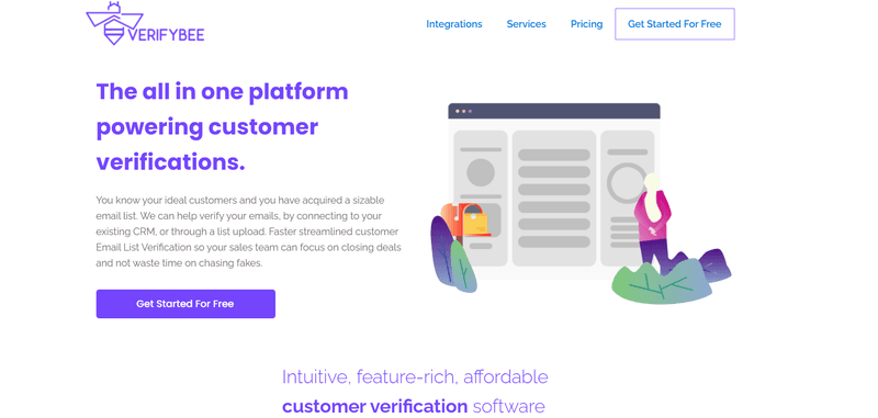 VerifyBee, a one stop online email verifier, illustration from website.